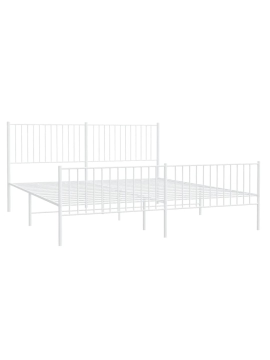 Kovový rám postele s hlavovým a nožním čelem bílý 200 x 200 cm