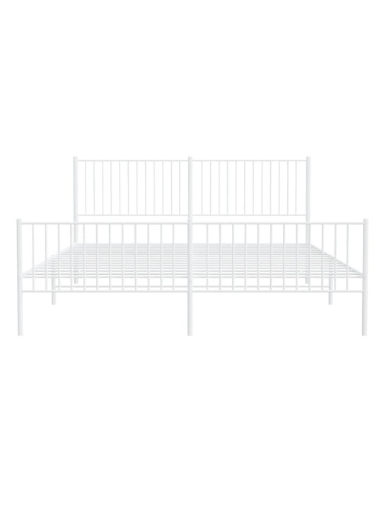 Kovový rám postele s hlavovým a nožním čelem bílý 200 x 200 cm