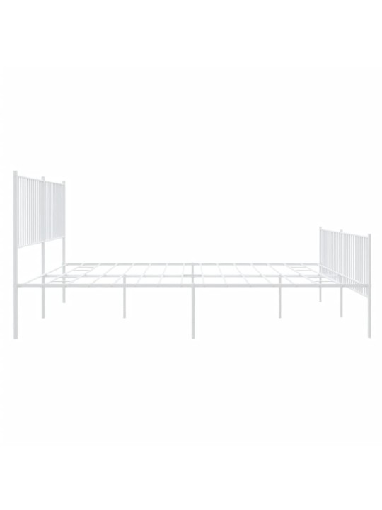 Kovový rám postele s hlavovým a nožním čelem bílý 200 x 200 cm