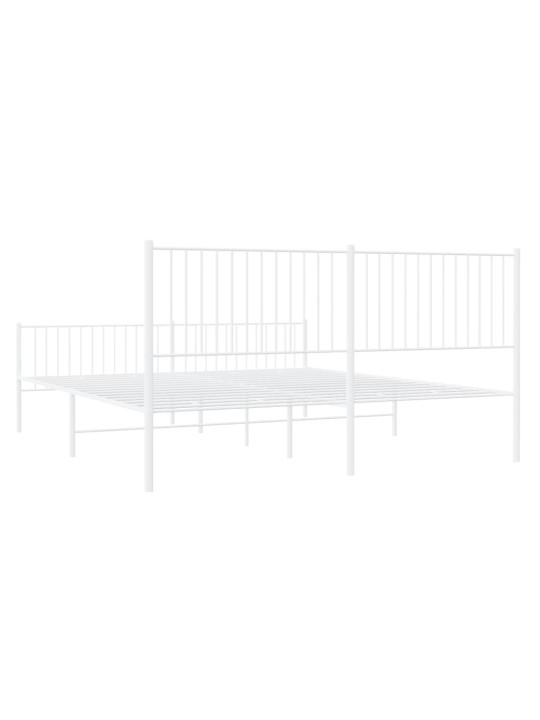 Kovový rám postele s hlavovým a nožním čelem bílý 200 x 200 cm