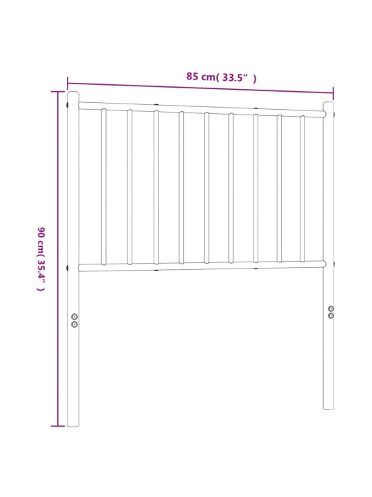 Kovové čelo postele bílé 80 cm