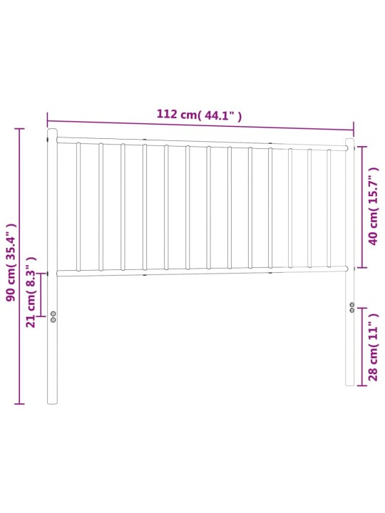Kovové čelo postele bílé 107 cm