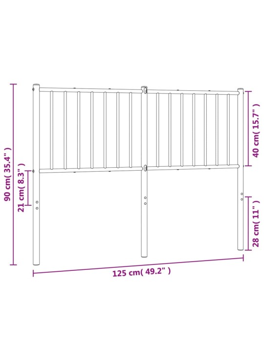 Kovové čelo postele bílé 120 cm