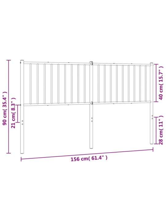 Kovové čelo postele bílé 150 cm