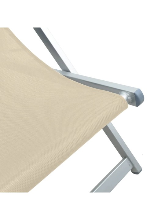 Skládací plážová křesla 2 ks krémová hliník a textilen