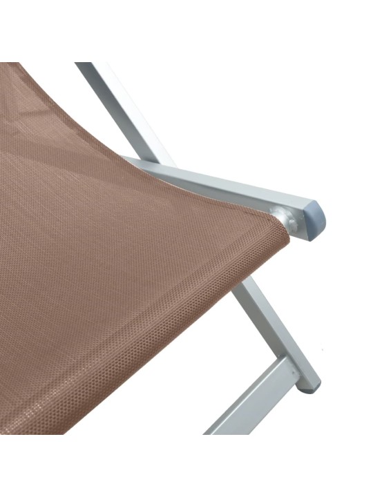 Skládací plážová křesla 2 ks hnědá hliník a textilen