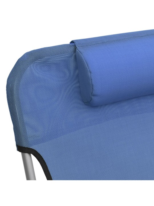 Skládací lehátka 2 ks modrá textilen a ocel