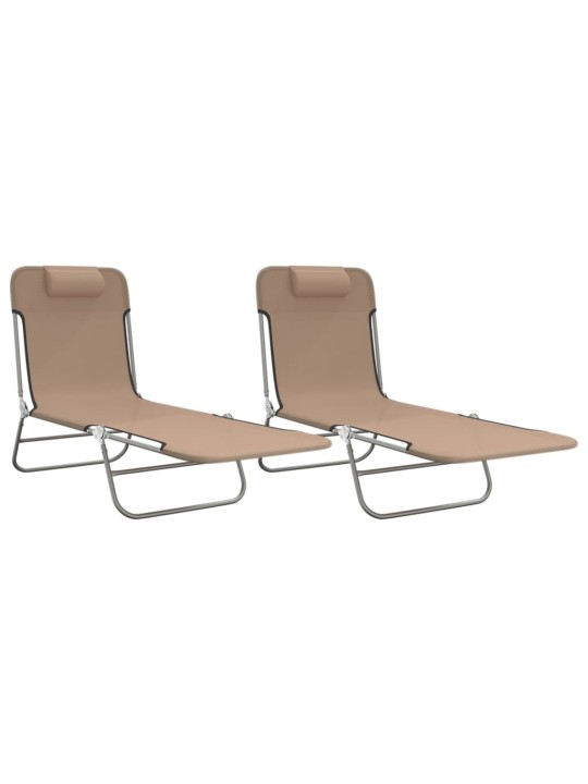 Skládací lehátka 2 ks taupe textilen a ocel