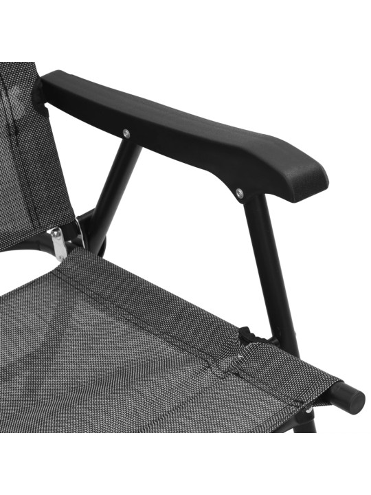 Skládací zahradní židle 2 ks šedá melanž ocel a textilen