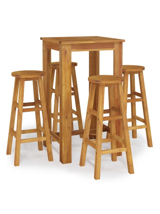 5dílný zahradní barový set masivní akáciové dřevo