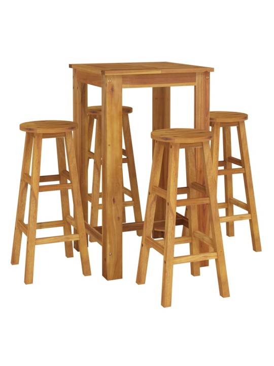 5dílný zahradní barový set masivní akáciové dřevo
