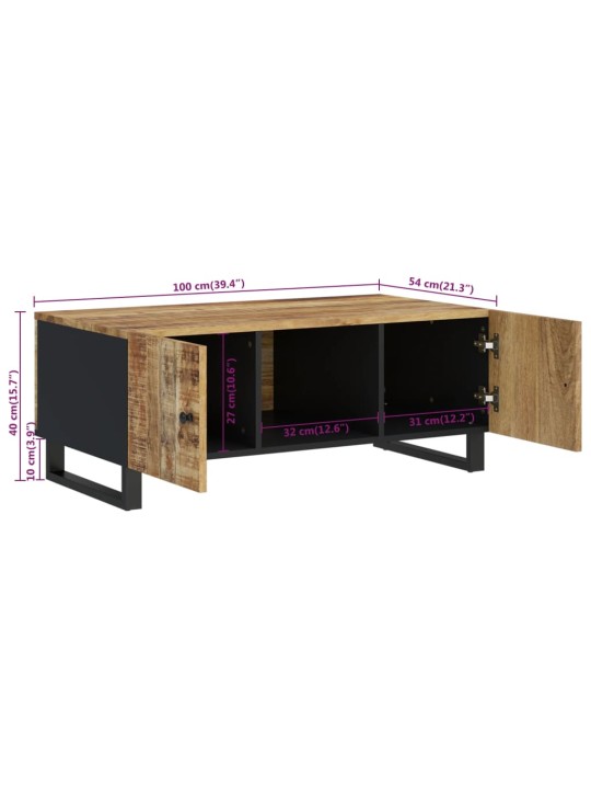 Konferenční stolek 100x54x40 cm masivní mangovník a kompozit