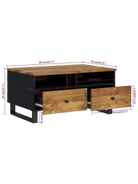 Konferenční stolek 80 x 54 x 40 cm masivní mangovník a kompozit