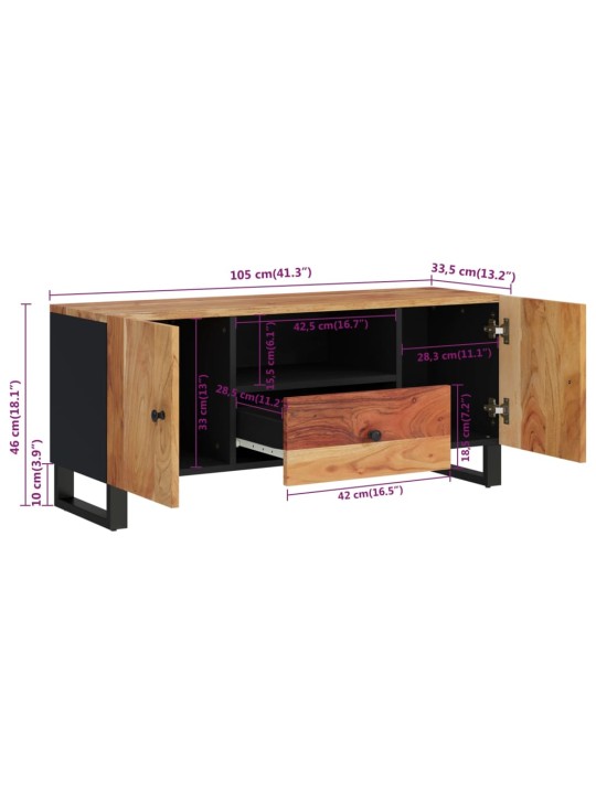TV skříňka 105 x 33,5 x 46 cm masivní akácie a kompozitní dřevo