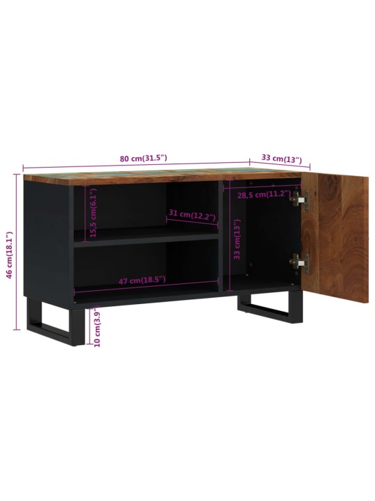 TV skříňka 80x33x46 cm masivní recyklované a kompozitní dřevo