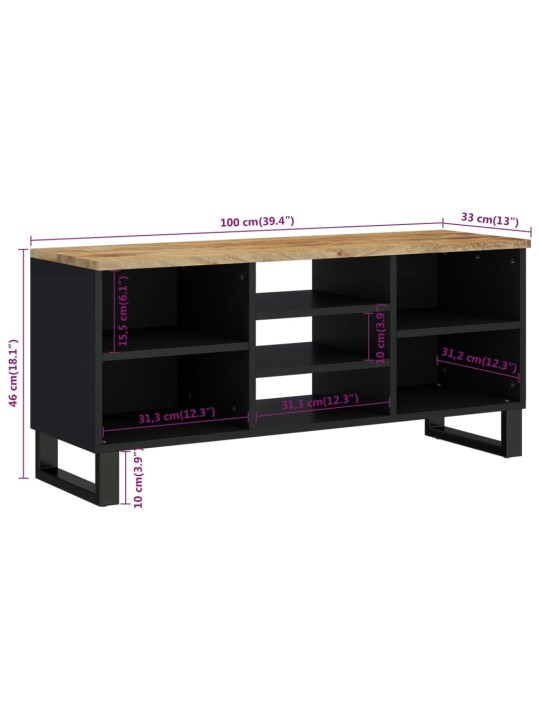 TV stolek 100 x 33 x 46 cm masivní mangovník a kompozitní dřevo
