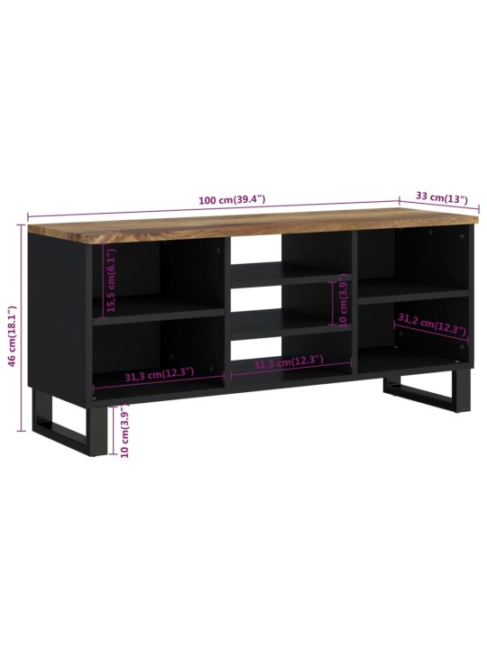 TV stolek 100 x 33 x 46 cm masivní mangovník a kompozitní dřevo