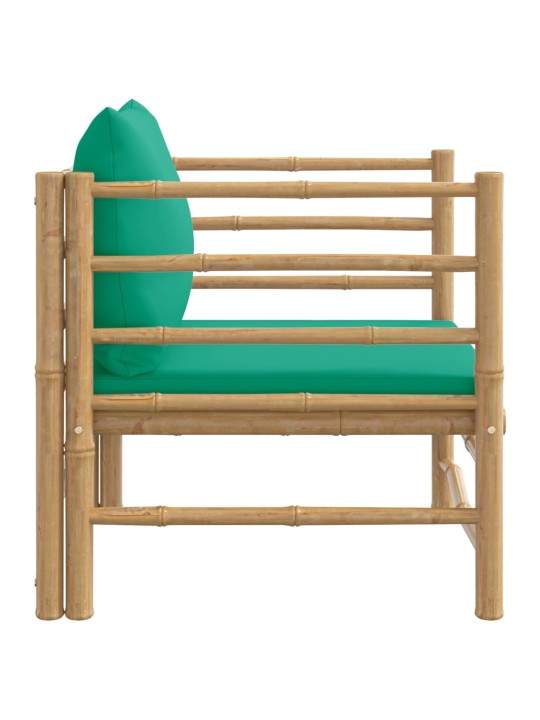 Zahradní křeslo se zelenými poduškami bambus