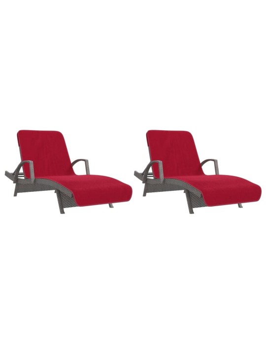 Plážové osušky 2 ks vínové 75 x 200 cm textil 400 GSM
