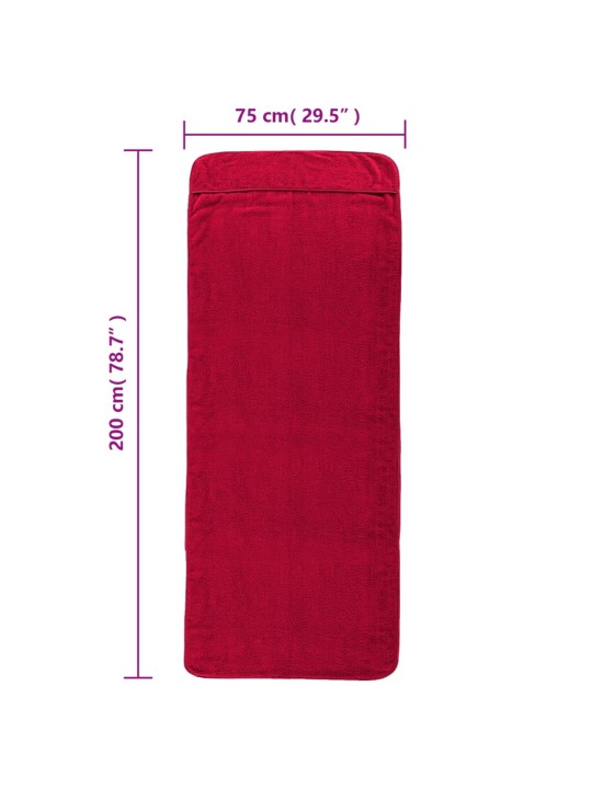 Plážové osušky 2 ks vínové 75 x 200 cm textil 400 GSM
