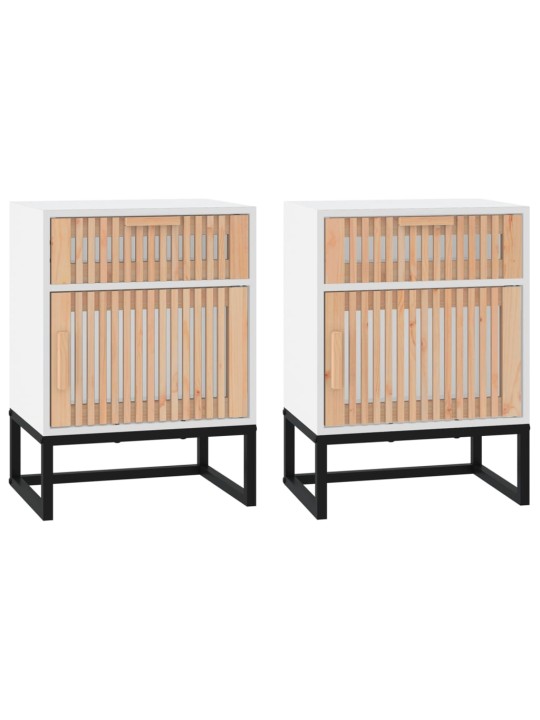 Noční stolky 2 ks bílé 40x30x55,5 cm kompozitní dřevo a železo