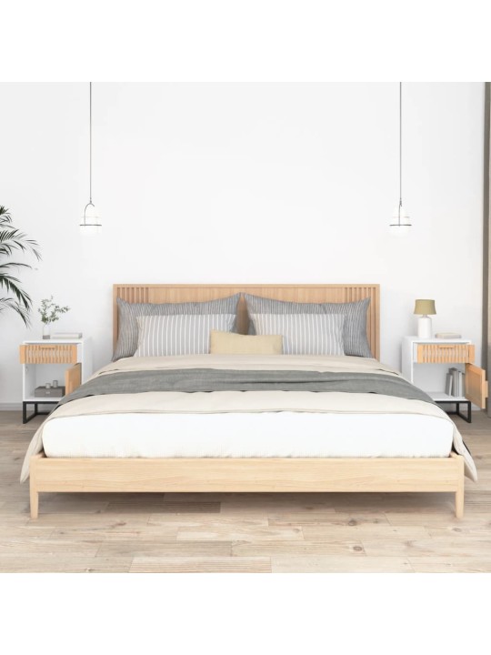 Noční stolky 2 ks bílé 40x30x55,5 cm kompozitní dřevo a železo