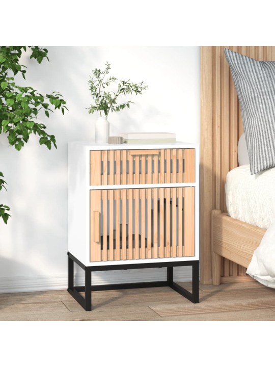 Noční stolky 2 ks bílé 40x30x55,5 cm kompozitní dřevo a železo