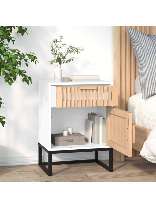 Noční stolky 2 ks bílé 40x30x55,5 cm kompozitní dřevo a železo