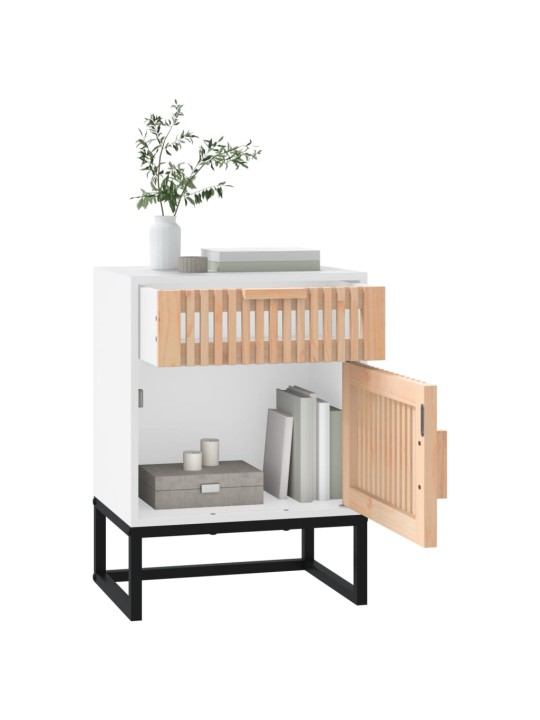 Noční stolky 2 ks bílé 40x30x55,5 cm kompozitní dřevo a železo