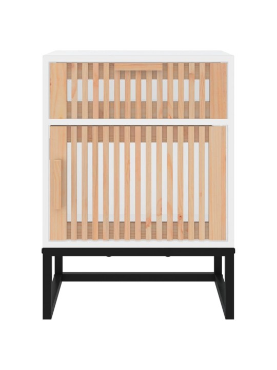 Noční stolky 2 ks bílé 40x30x55,5 cm kompozitní dřevo a železo