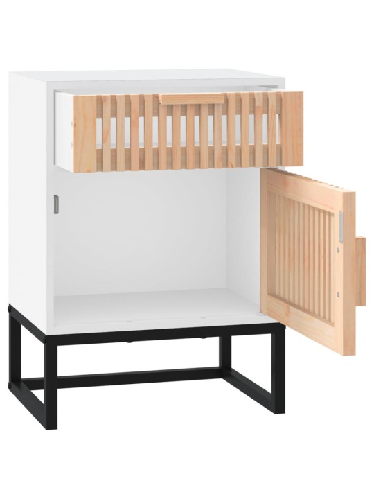 Noční stolky 2 ks bílé 40x30x55,5 cm kompozitní dřevo a železo