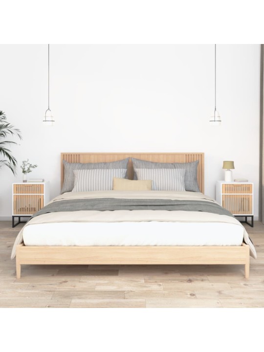 Noční stolky 2 ks bílé 40x30x55,5 cm kompozitní dřevo a železo
