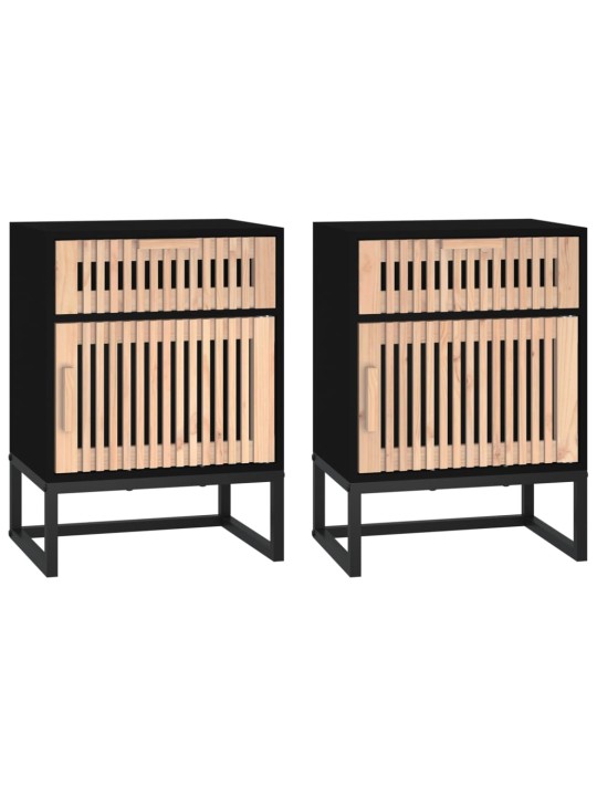 Noční stolky 2 ks černé 40x30x55,5 cm kompozitní dřevo a železo