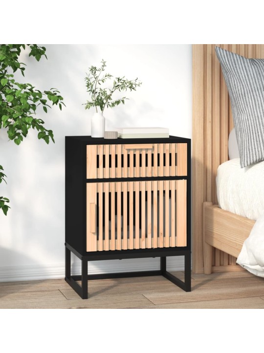 Noční stolky 2 ks černé 40x30x55,5 cm kompozitní dřevo a železo