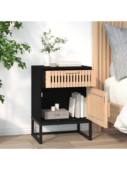 Noční stolky 2 ks černé 40x30x55,5 cm kompozitní dřevo a železo