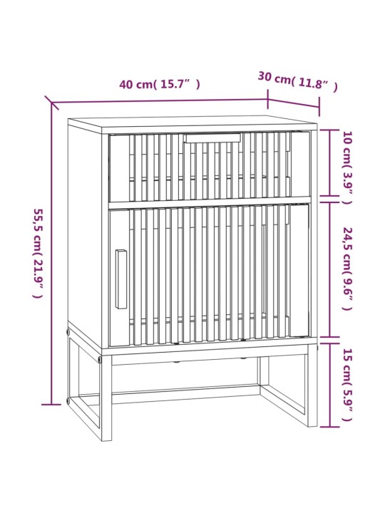 Noční stolky 2 ks 40 x 30 x 55,5 cm kompozitní dřevo a železo