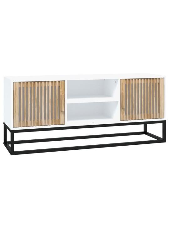 TV skříňka bílá 105 x 30 x 45 cm kompozitní dřevo a železo