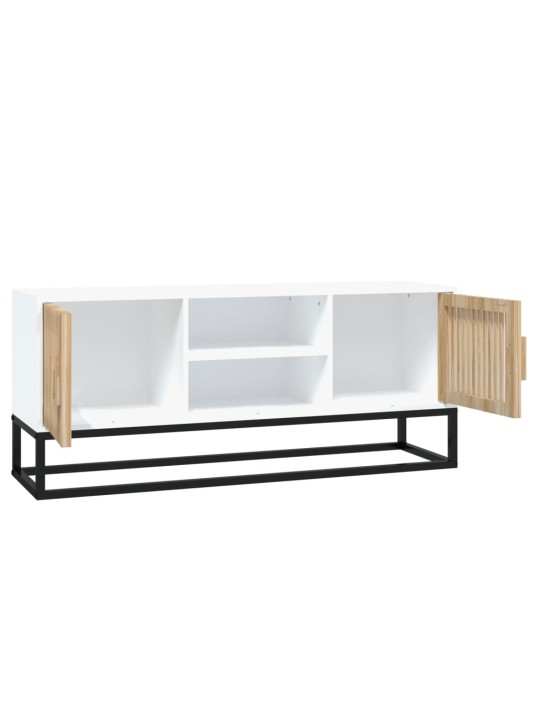 TV skříňka bílá 105 x 30 x 45 cm kompozitní dřevo a železo