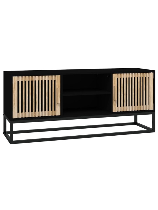 TV skříňka černá 105 x 30 x 45 cm kompozitní dřevo a železo