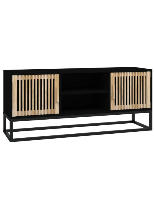 TV skříňka černá 105 x 30 x 45 cm kompozitní dřevo a železo