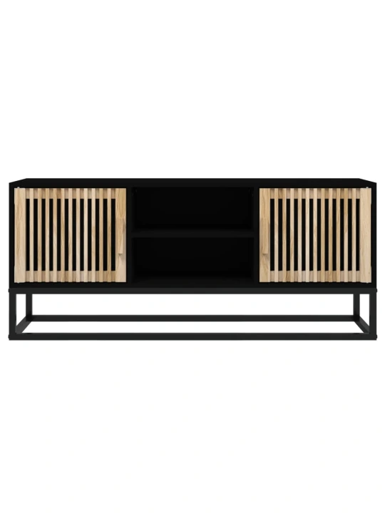 TV skříňka černá 105 x 30 x 45 cm kompozitní dřevo a železo