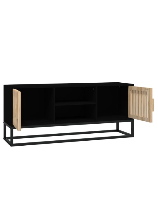 TV skříňka černá 105 x 30 x 45 cm kompozitní dřevo a železo