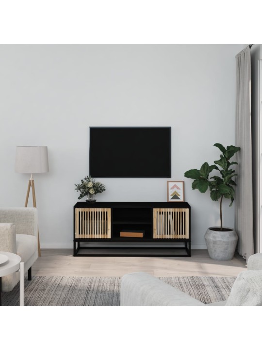 TV skříňka černá 105 x 30 x 45 cm kompozitní dřevo a železo
