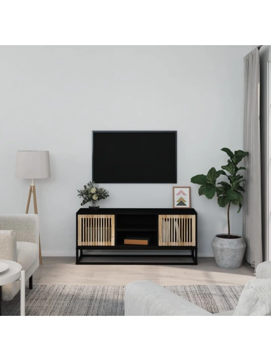 TV skříňka černá 105 x 30 x 45 cm kompozitní dřevo a železo
