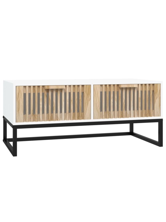 Konferenční stolek bílý 80x40x35 cm kompozitní dřevo a železo