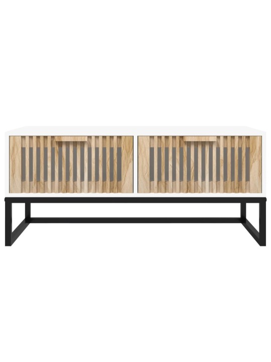 Konferenční stolek bílý 80x40x35 cm kompozitní dřevo a železo