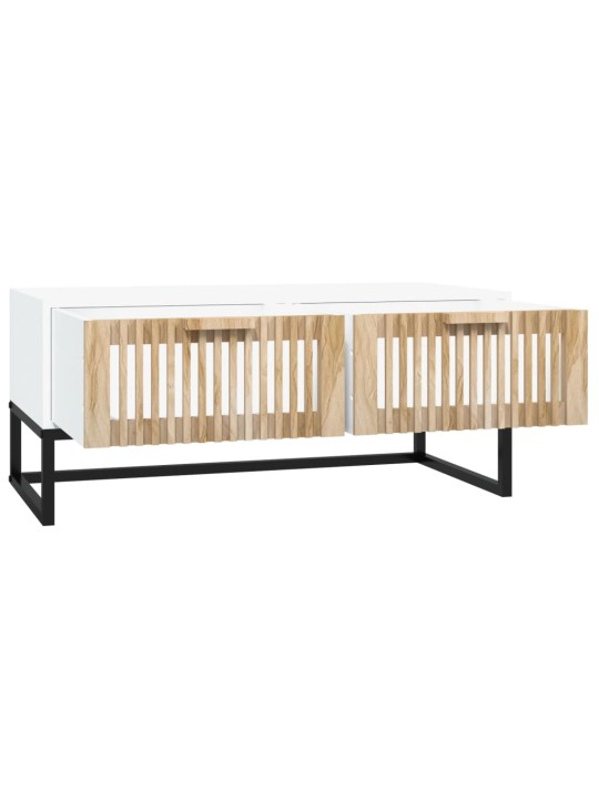 Konferenční stolek bílý 80x40x35 cm kompozitní dřevo a železo