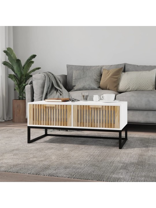 Konferenční stolek bílý 80x40x35 cm kompozitní dřevo a železo