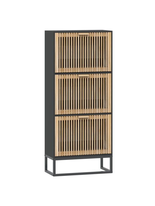 Botník černý 52 x 25 x 120 cm kompozitní dřevo
