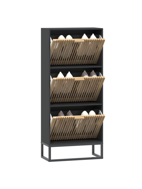 Botník černý 52 x 25 x 120 cm kompozitní dřevo